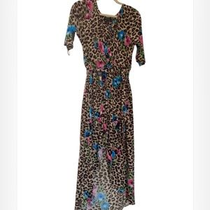 Thalia Sodi Animal Print Midi Bodycon High-Low Dress Size Large NWOT